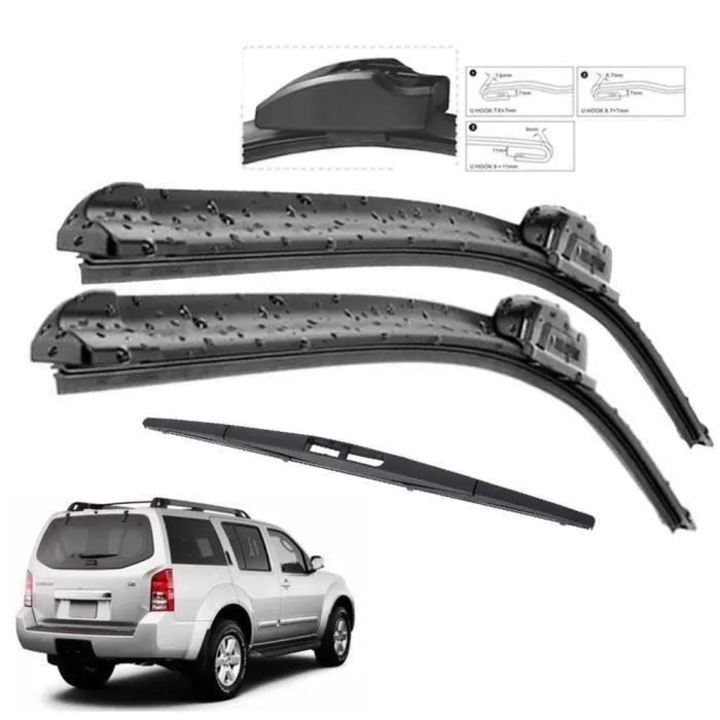 Set 3 stergatoare parbriz Nissan Pathfinder R51 2005-2012 cauciuc natural