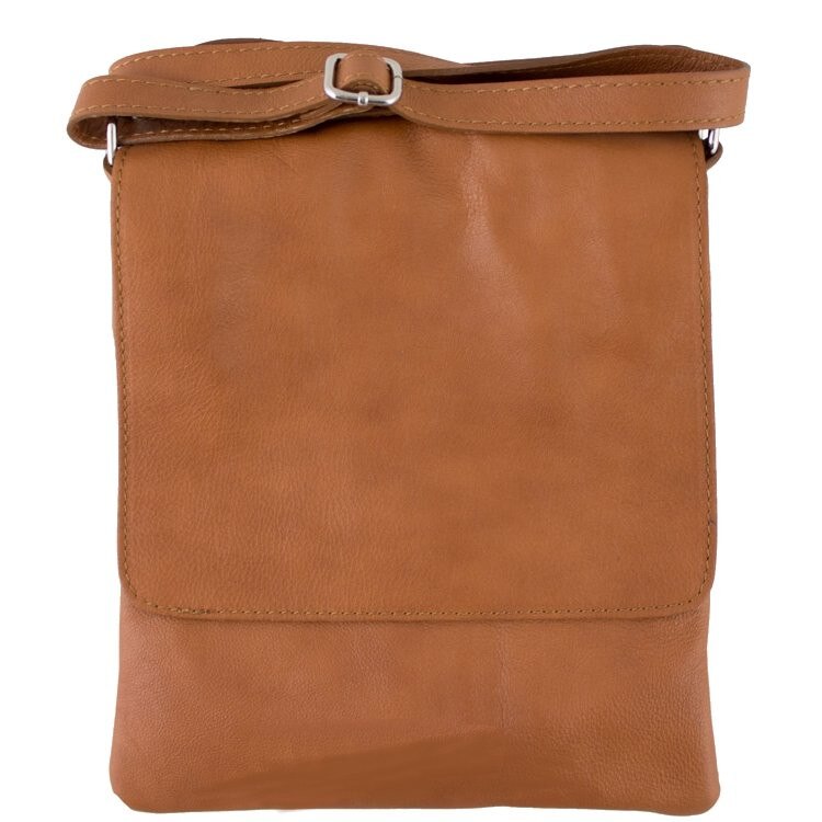 Geanta Ella din piele naturala pentru femei, maro cognac