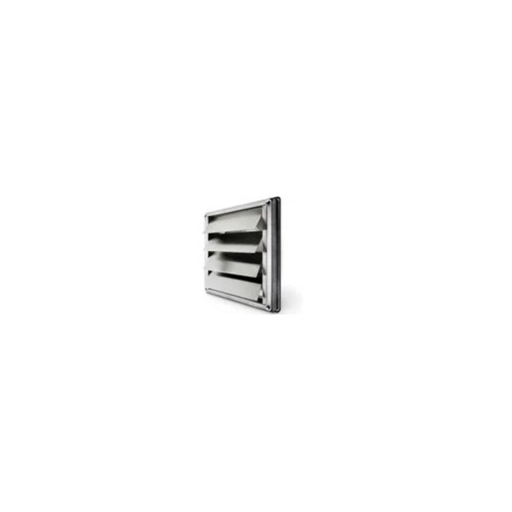 Grila ventilatie inox 150mm anti-retur cu lamele mobile si inchidere automata 184x184mm