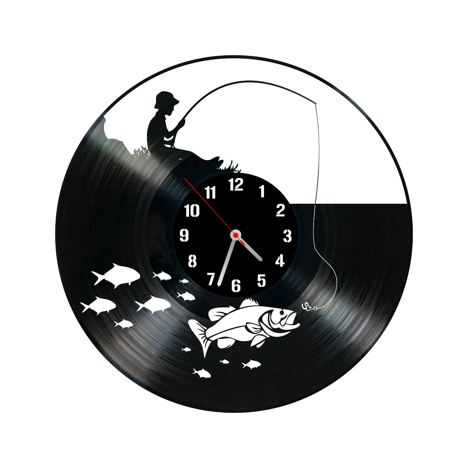 Ceas de perete din vinil 'Fishing'