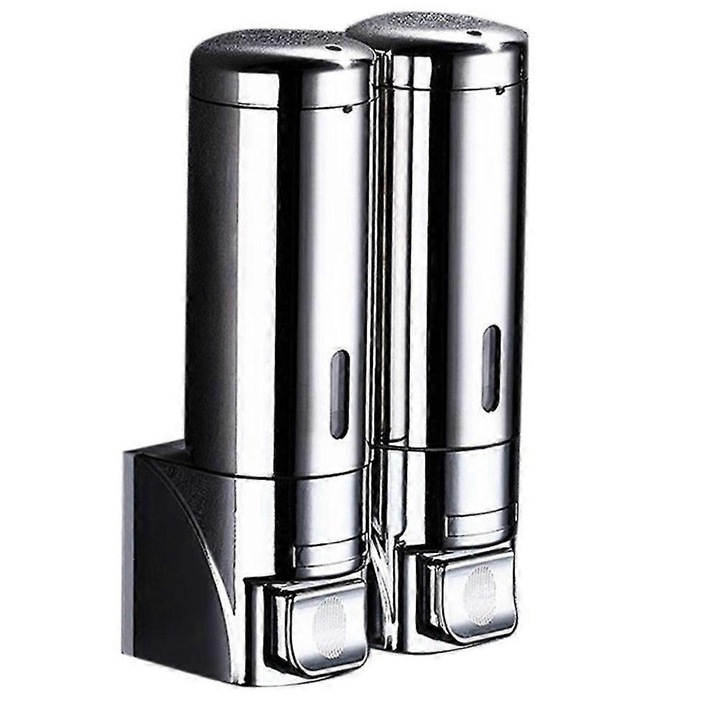 Dispenser sapun dublu 300ml inox argintiu montaj perete