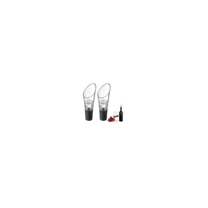 Set 2 decantoare aeratoare vin, transparent, 2 piese