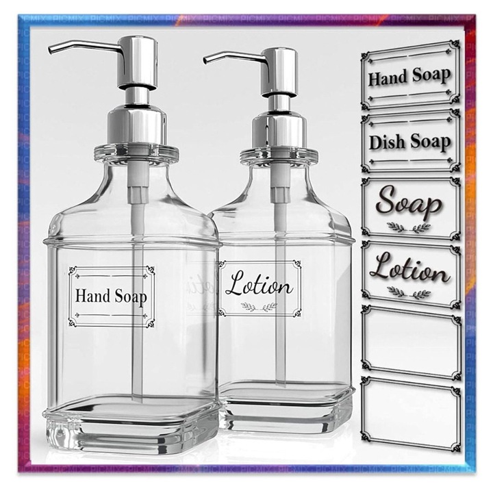 Set 2 Dispensere Sapun Sticla, Design Antic, Argintiu, 530ml