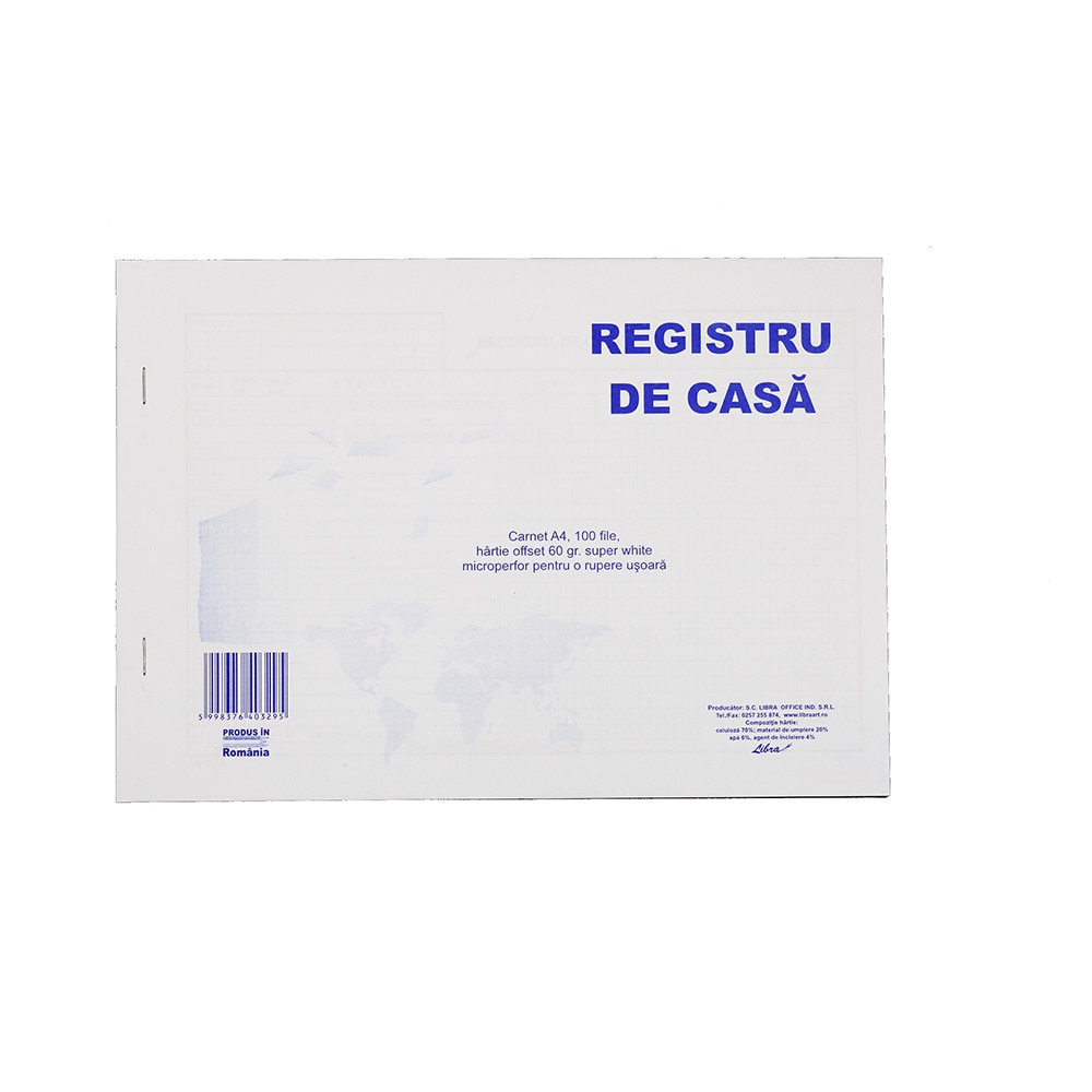 Registru de casa A4 orizontal