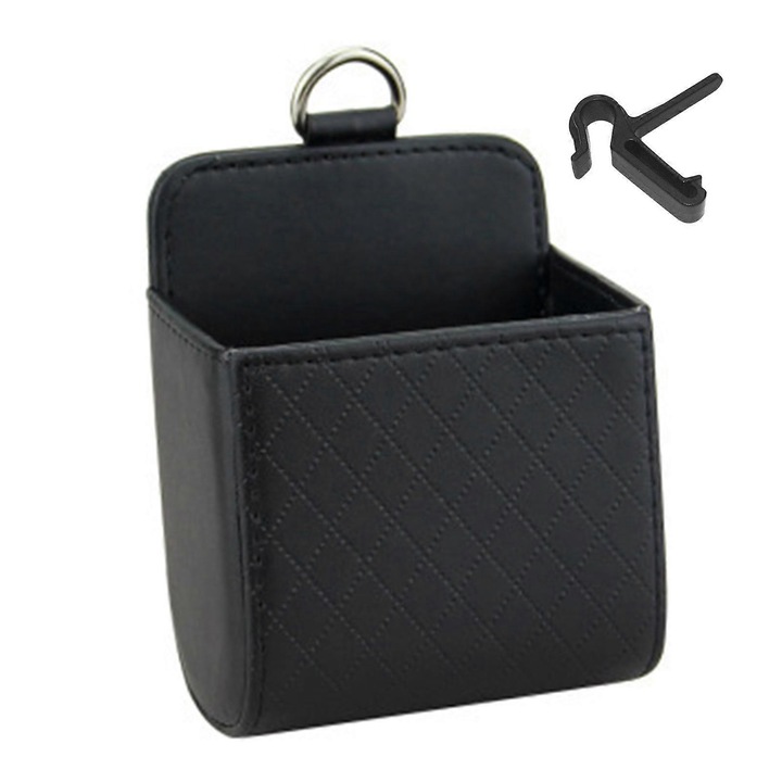 Suport depozitare auto piele negru 12x9x5cm