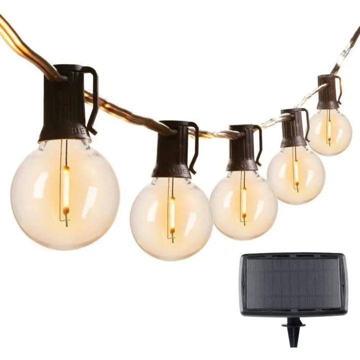 Lampa solara cu 25 LED-uri, 4 moduri, alb cald, transparent, 2700K, 25x4cm