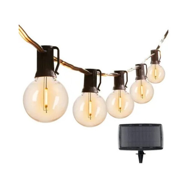 Lampa solara cu 25 LED-uri, 4 moduri, alb cald, transparent, 2700K, 25x4cm
