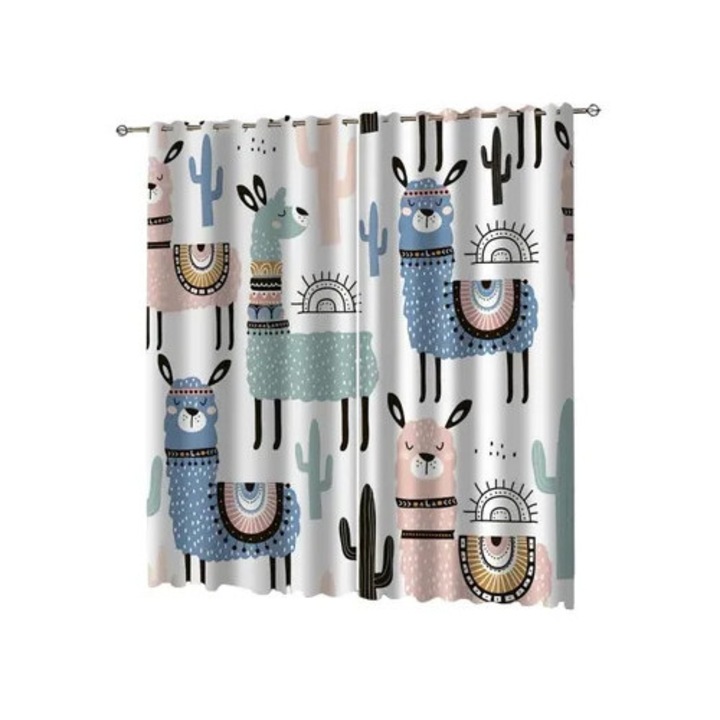 Perdea termoizolanta, design modern, poliester, alb, 75x166cm, set 2 bucati
