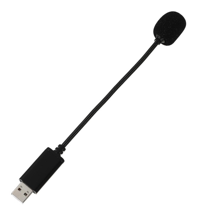 Microfon USB cu gat flexibil, negru, 21x0.3x0.3cm