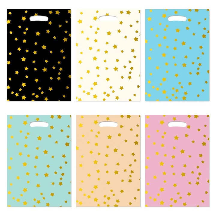 Set 60 pungi cadou multicolor 25x16.5cm pentru petrecere