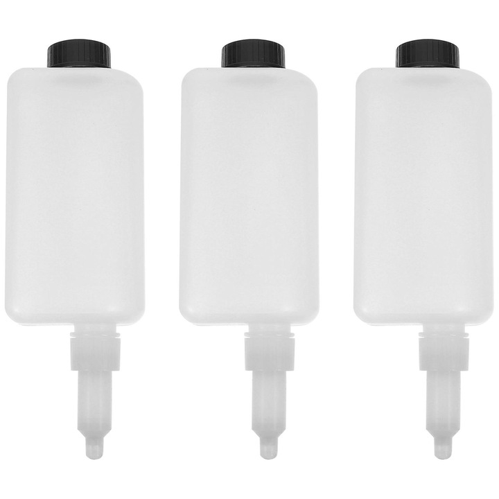 Set 3 recipiente dozator sapun spumant, 19.5x6.5x5.5cm, alb