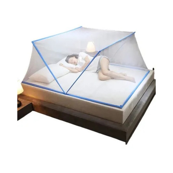 Cort plasa tantari, 80x190x80cm, gri, poliester, pliat
