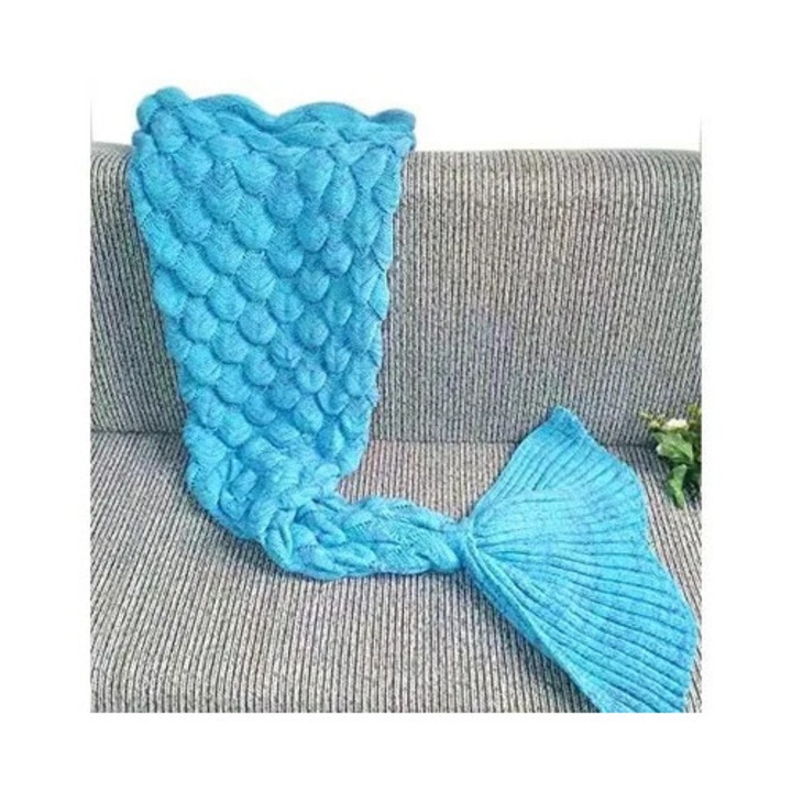 Patura sirena 200x90cm albastru sac de dormit confortabil