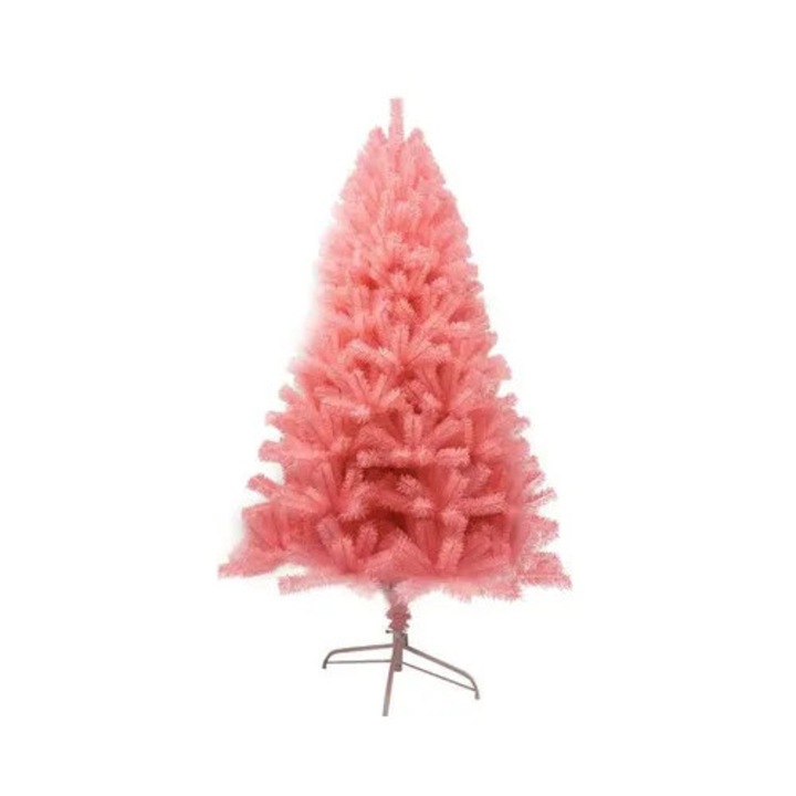 Brad de Craciun artificial 180cm roz plastic rasina interior