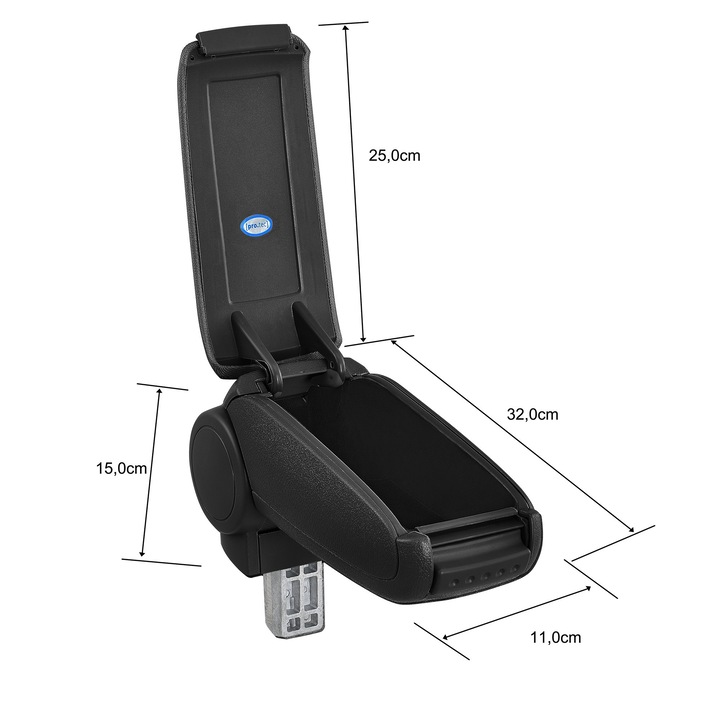 Подлакътник [pro.tec]® Golf 3 / Volkswagen Vento с контейнер за съхранение, Изкуствена кожа/Черен, червен шев