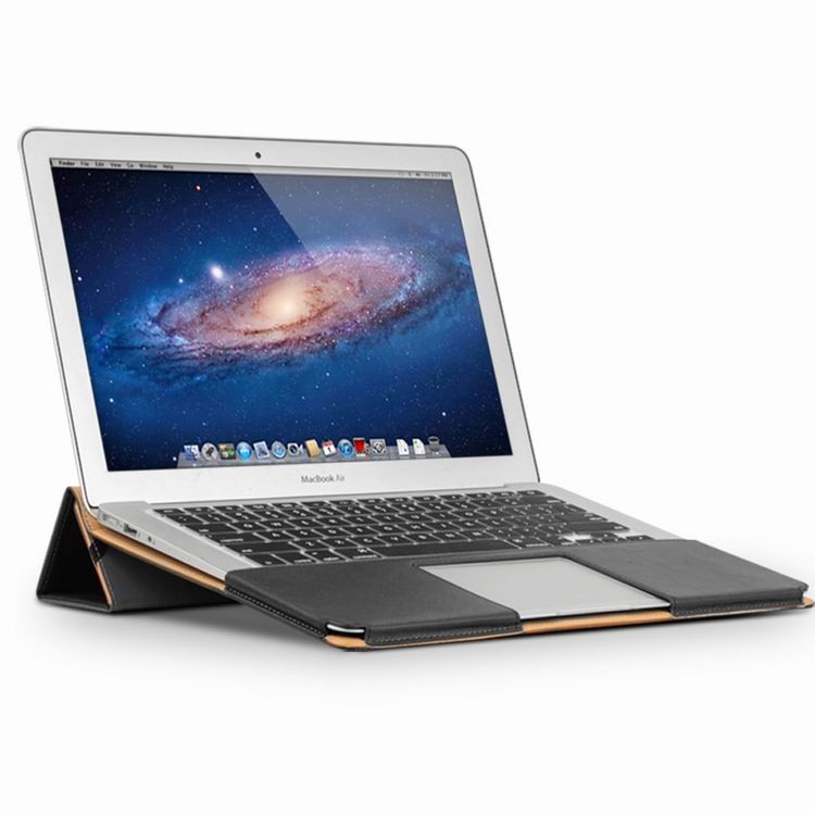 Husa din piele cu functie stand, protectie laptop completa, MacBook Pro / Retina 13 inch (2012 - 2015) - Qialino Folio, culoare Negru