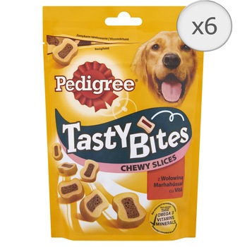 Recompense pentru caini Pedigree TastyBites Feliute Gumate, 6x155g Recompense pentru caini Pedigree TastyBites Feliute Gumate, 6x155g