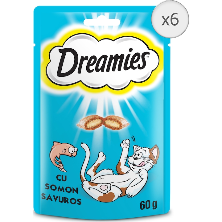 Recompense pentru pisici Dreamies, Somon, 6x60g