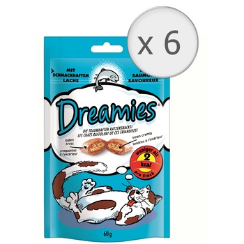 Recompense pentru pisici Dreamies, Somon, 6x60g Recompense pentru pisici Dreamies, Somon, 6x60g