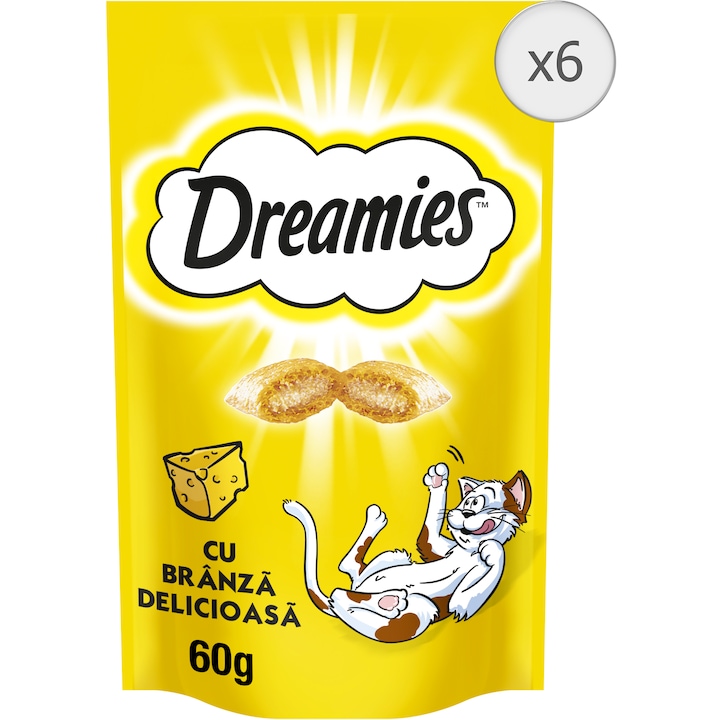 Recompense pentru pisici Dreamies, Branza, 6x60g