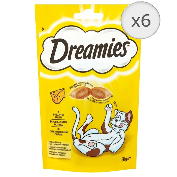 Dreamies jutalomfalat macskák számára sajttal, 6x60g