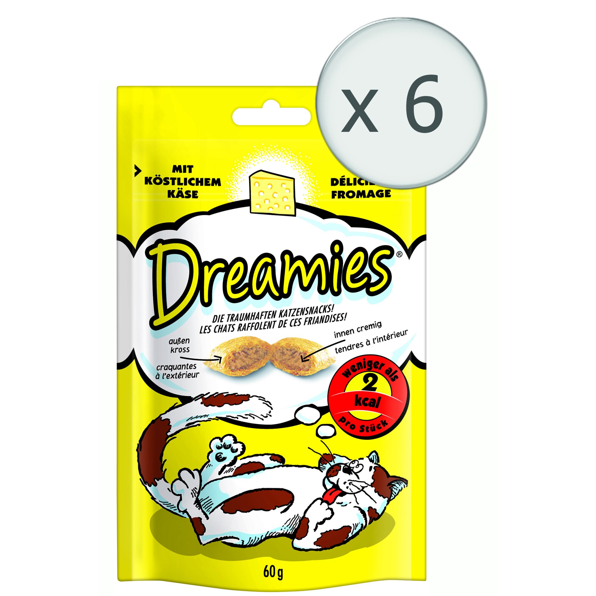Recompense pentru pisici Dreamies, Branza, 6x60g