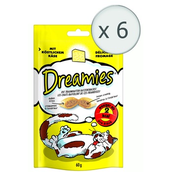 Recompense pentru pisici Dreamies, Branza, 6x60g Recompense pentru pisici Dreamies, Branza, 6x60g