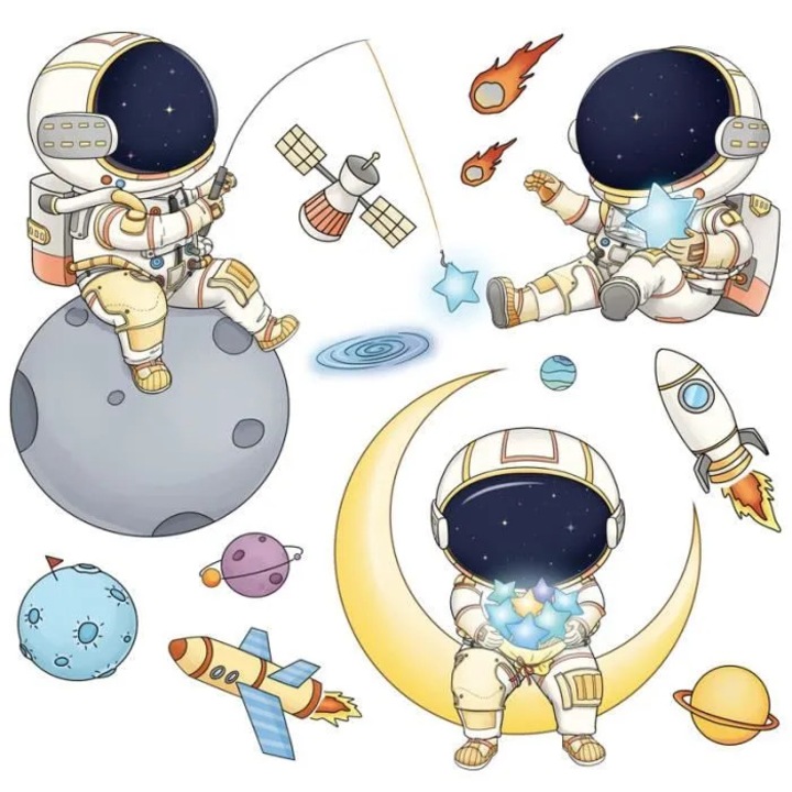 Set 2 stickere perete astronaut PVC 30x90cm