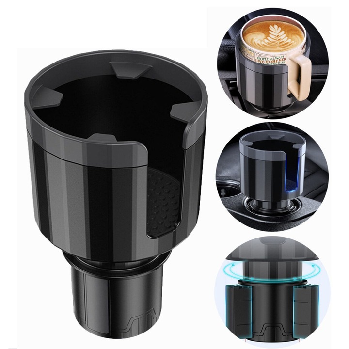 Suport auto pentru pahare ajustabil negru 65x105mm