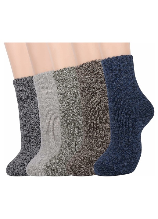 5 perechi sosete groase de lana pentru femei, sosete termice calde de iarna, multicolore, culori inchise