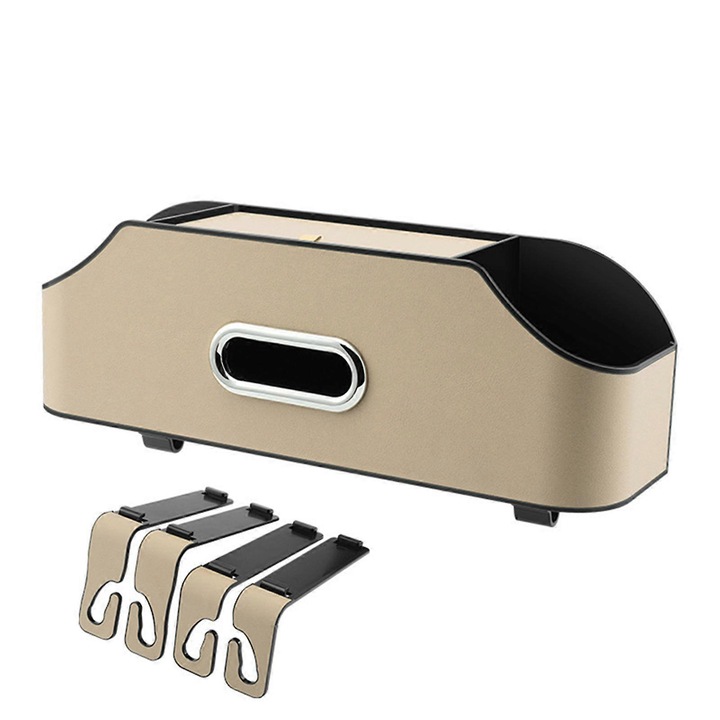 Suport depozitare auto multifunctional piele portocaliu 34.8x9.3x12cm