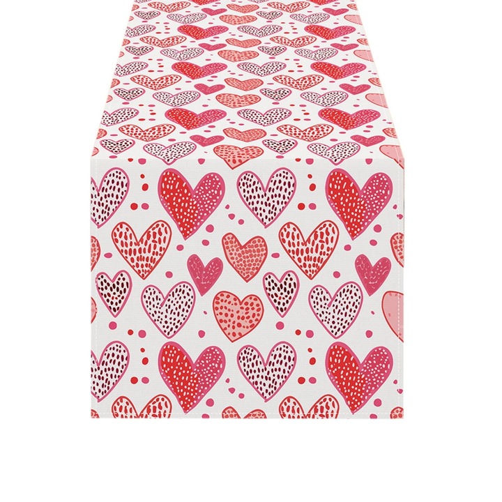 Többszínű asztali futó, 33x183cm, Valentine's Day