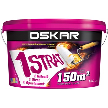 Vopsea lavabila Oskar Crema, interior, 1 strat, 15L Vopsea lavabila Oskar Crema, interior, 1 strat, 15L