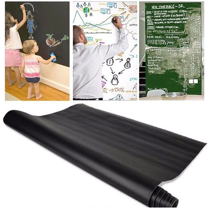 Set 2 stickere tabla scris PVC, negru verde, 45x100cm