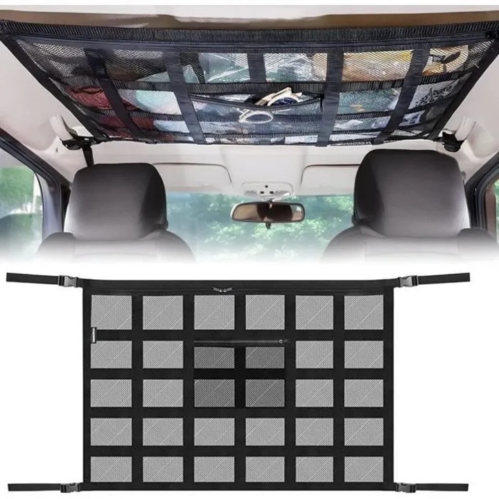 Plasa depozitare auto, poliester, alb, 90x65cm