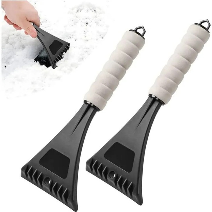 Racleta pentru gheata parbriz din plastic, maner moale antiderapant, negru/alb