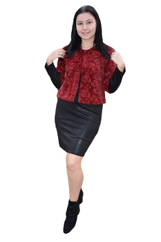 Bolero din blana sintetica, model pana in talie si maneca trei-sferturi,D&J Exclusive,gri,46/48 EU, Marsala Bolero din blana sintetica, model pana in talie si maneca trei-sferturi,D&J Exclusive,gri,46/48 EU, Marsala