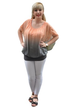 Bluza din vascoza si matase, cu manseta, D&J Exclusive, Portocaliu Bluza din vascoza si matase, cu manseta, D&J Exclusive, Portocaliu