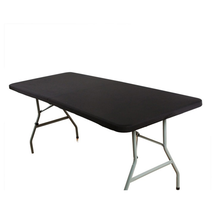 Téglalap alakú asztalterítő, poliészter, fekete, 183x76cm, rugalmas, mosható