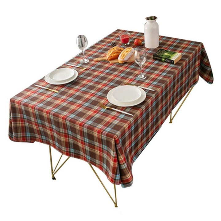 K0323-0724-CJ6488 asztalterítő, skót kockás (tartan) pamut/poliészter, többszínű, 140 x 100 cm