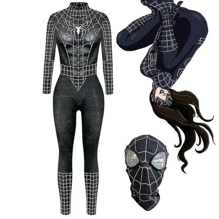Costum carnaval femei, salopeta spandex negru, marimi S-XL, set cu masca