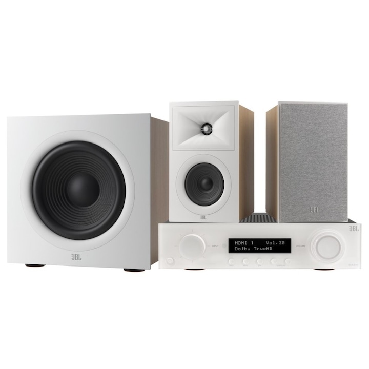 Sistem audio JBL 2.1 MA310, subwoofer activ, boxe 5,25", latte, set