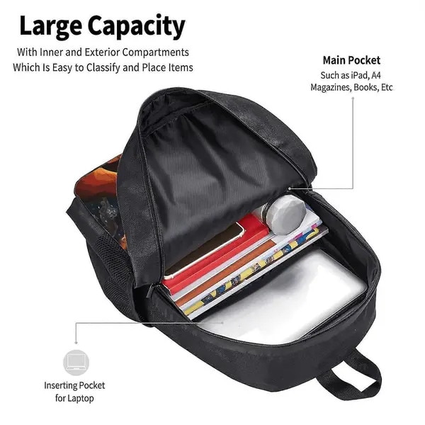 Rucsac multifunctional 3D print, poliester, 41x30x11.5cm, negru