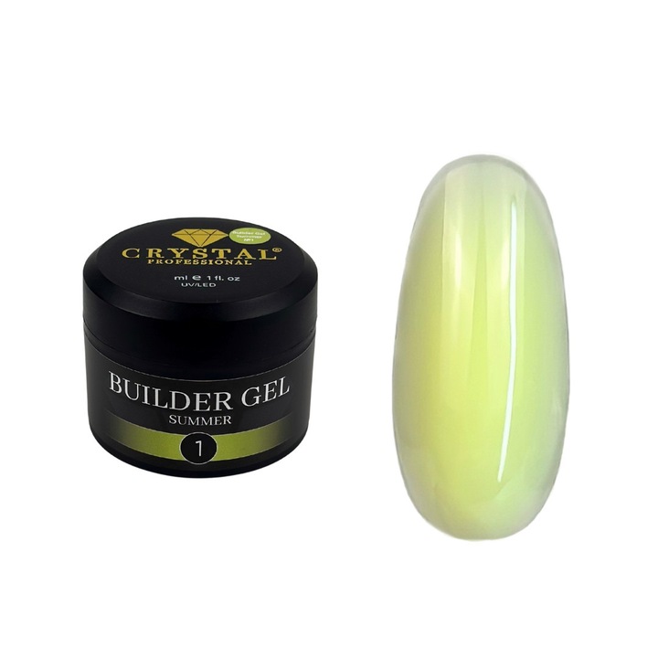 Oja semipermanenta Crystal Professional Builder Gel Summer #1, 15ml, multicolor