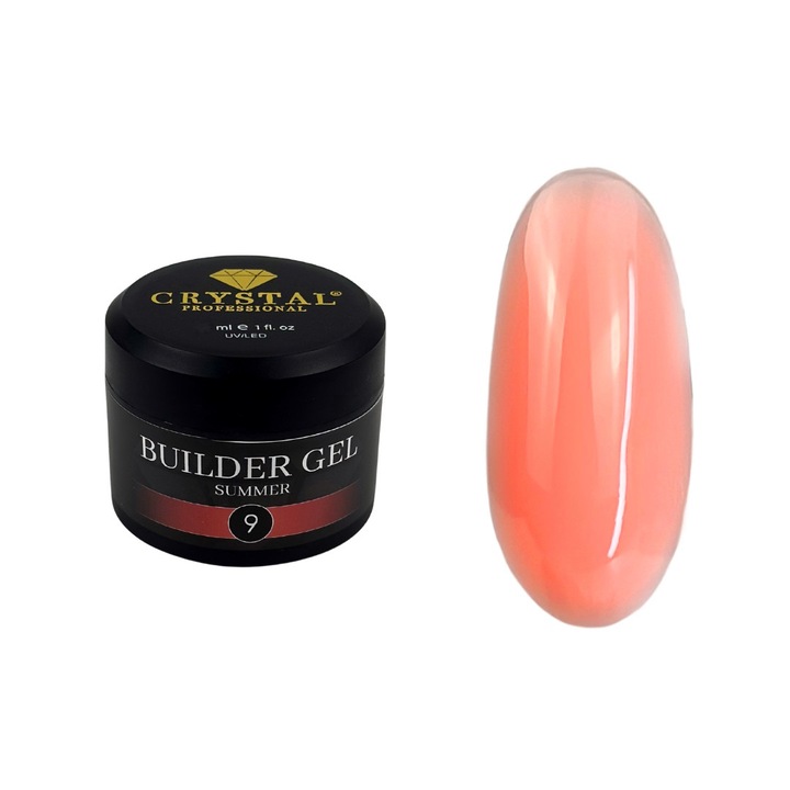 Oja semipermanenta Crystal Professional Builder Gel Summer #9, 30ml, culoare intensa