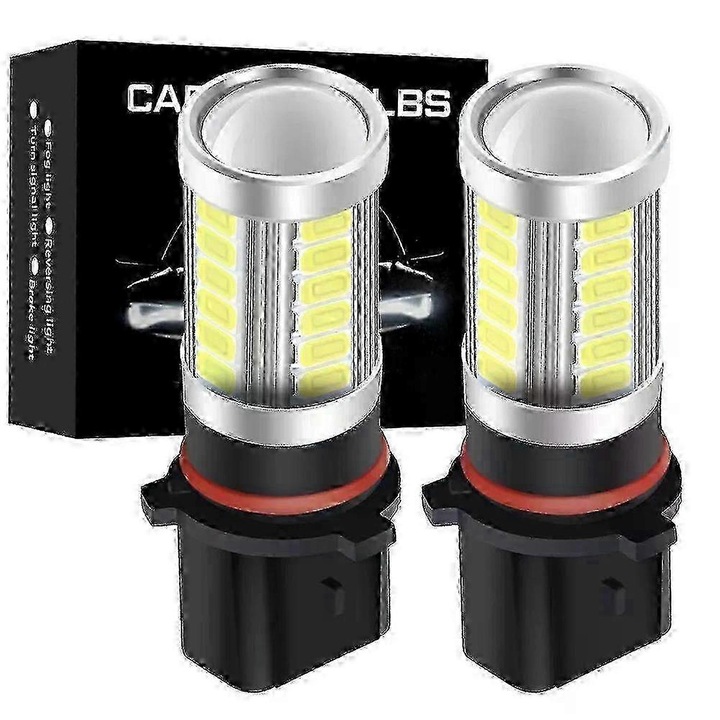 2 db P13W LED autó izzó készlet, fehér, 12V-28V, 33 LED, 4.5W, IP65, 360°