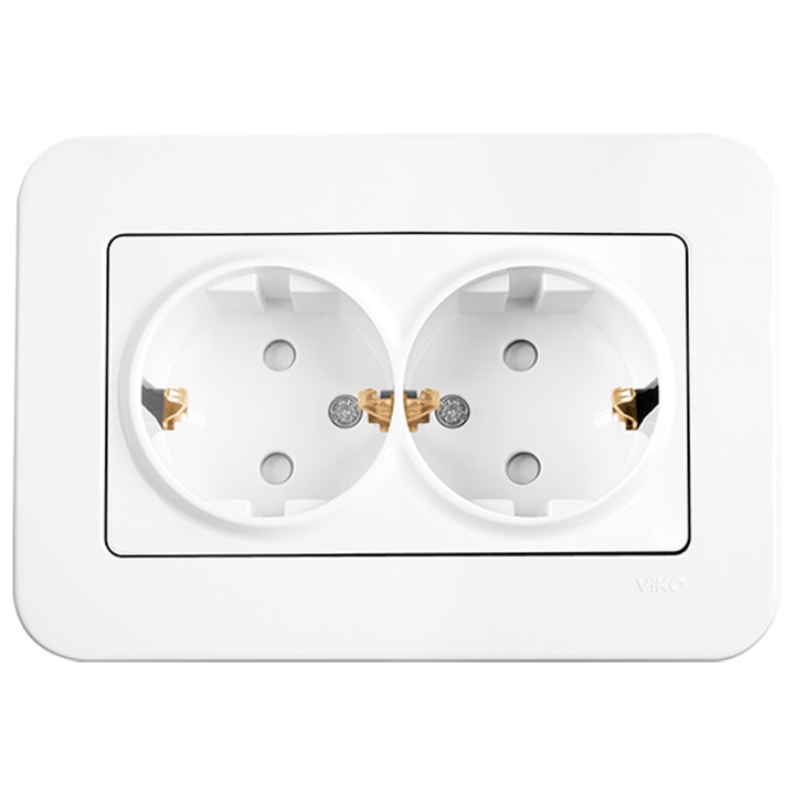 Priza shuko dubla protectie copil Rollina Alb