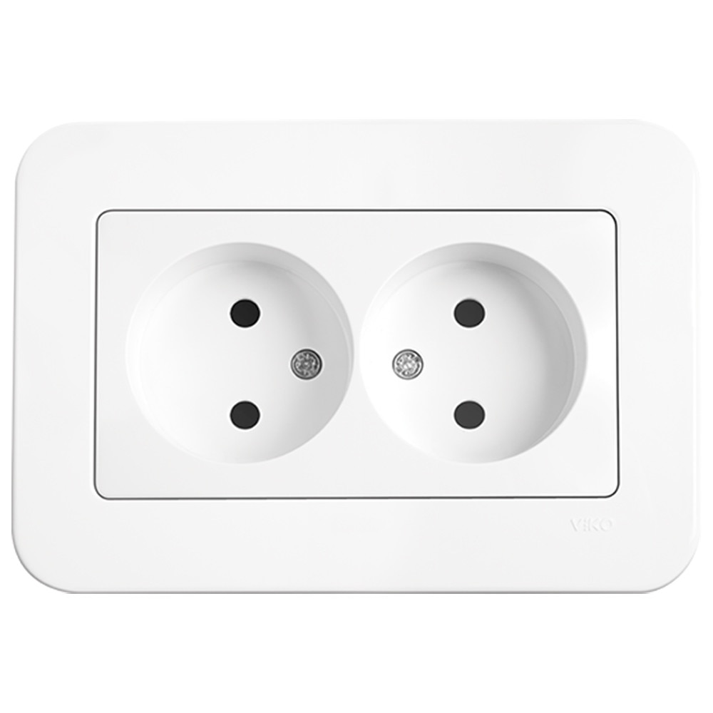 Priza simpla dubla Rollina Alb