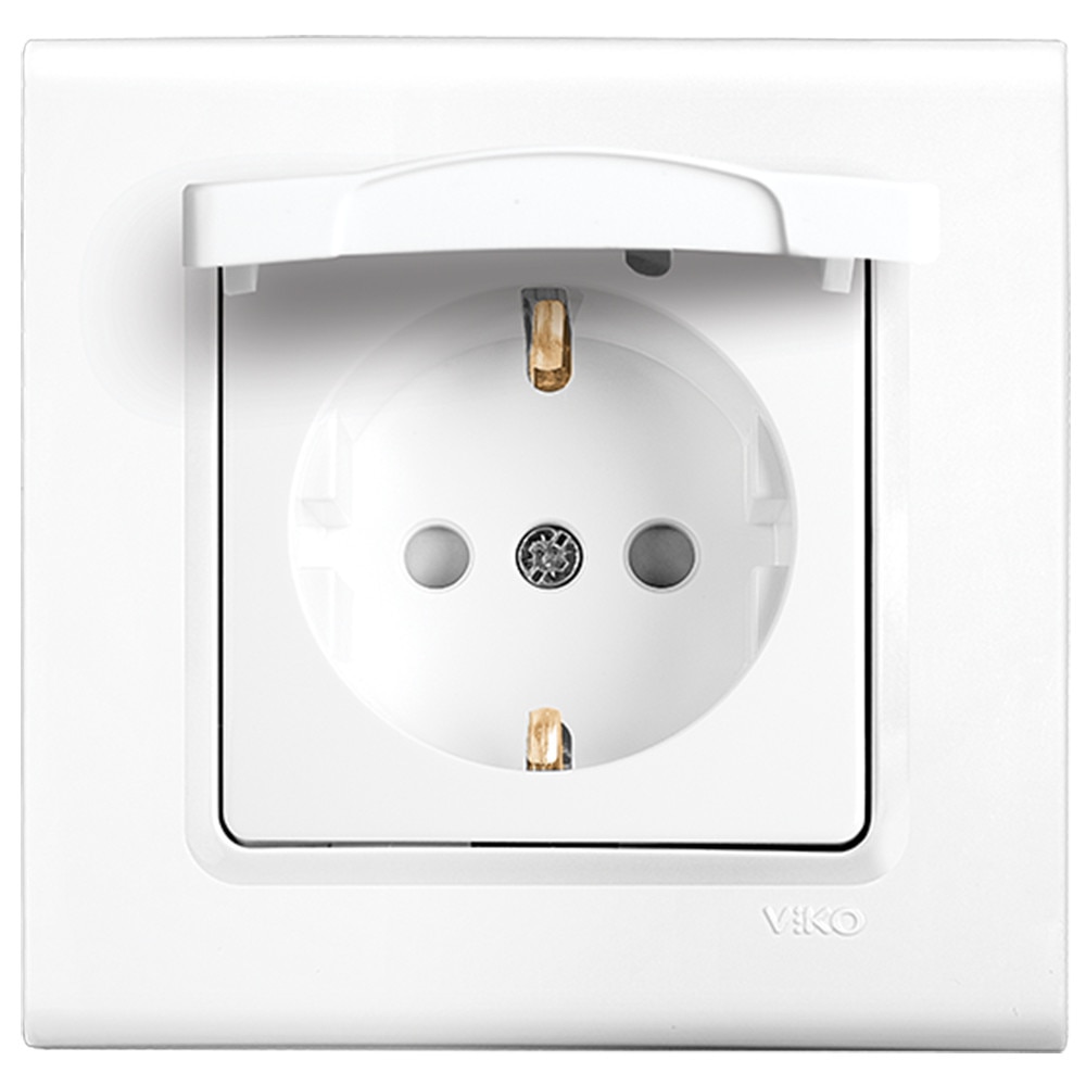 Priza shuko cu capac protectie copil Linnera Alb