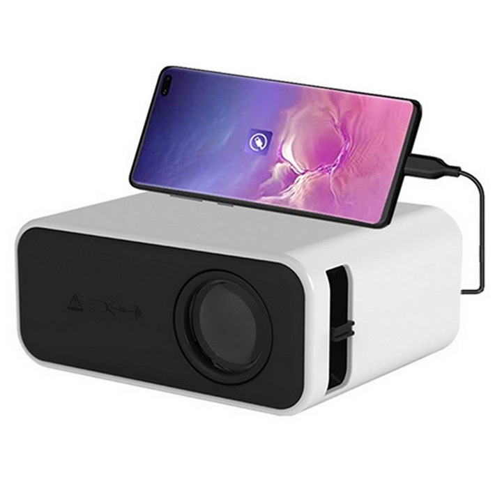 Мини преносим проектор, бял, 11x8.8x4.8cm, USB, 240P